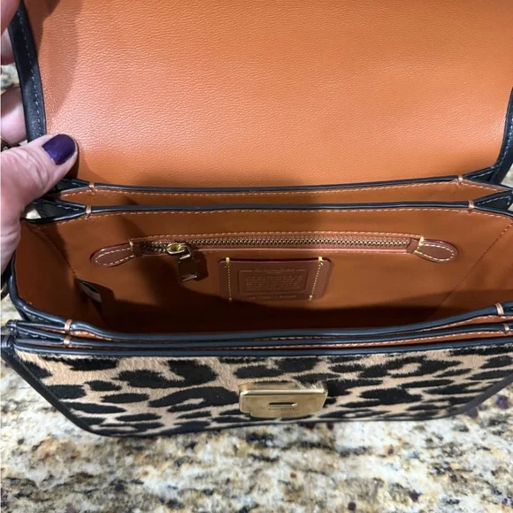 Coach Rogue Top Handle In Haircalf with Leopard Print NWT - Picture 6 of 11